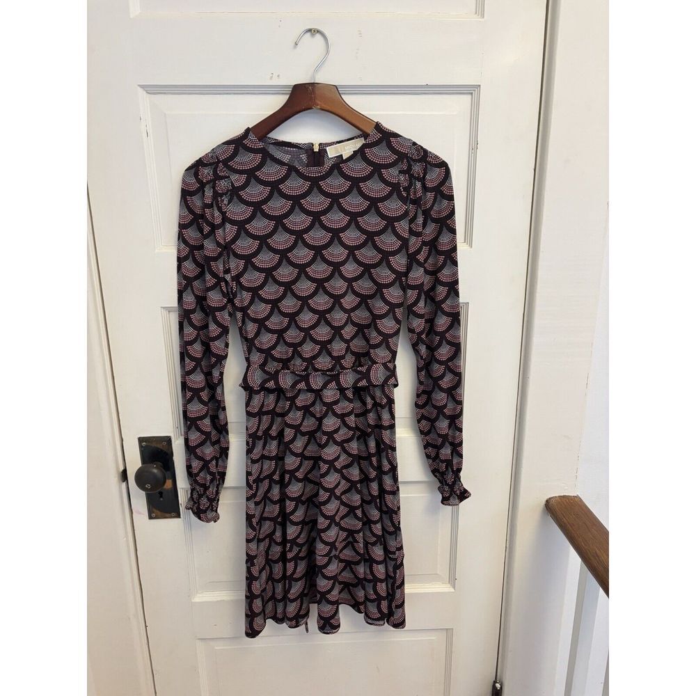 Michael Kors Women Multicolor‎ Scallop Balloon Sleeve Fit And Flare Dress Size S